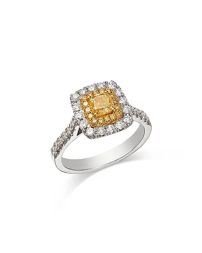 Bloomingdale's Fine Collection White & Yellow Diamond Cushion Square Halo Ring