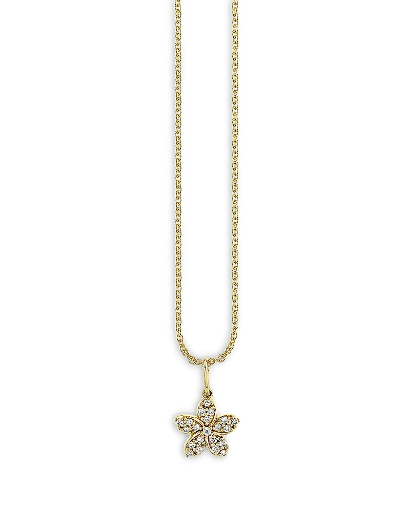 Sydney Evan 14K Yellow Gold Diamond Flower Pendant Necklace, 18