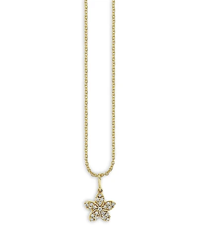Sydney Evan 14K Yellow Gold Diamond Flower Pendant Necklace, 18