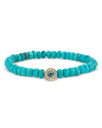 Sydney Evan 14K Yellow Gold Turquoise & Diamond Evil Eye Bead Bracelet