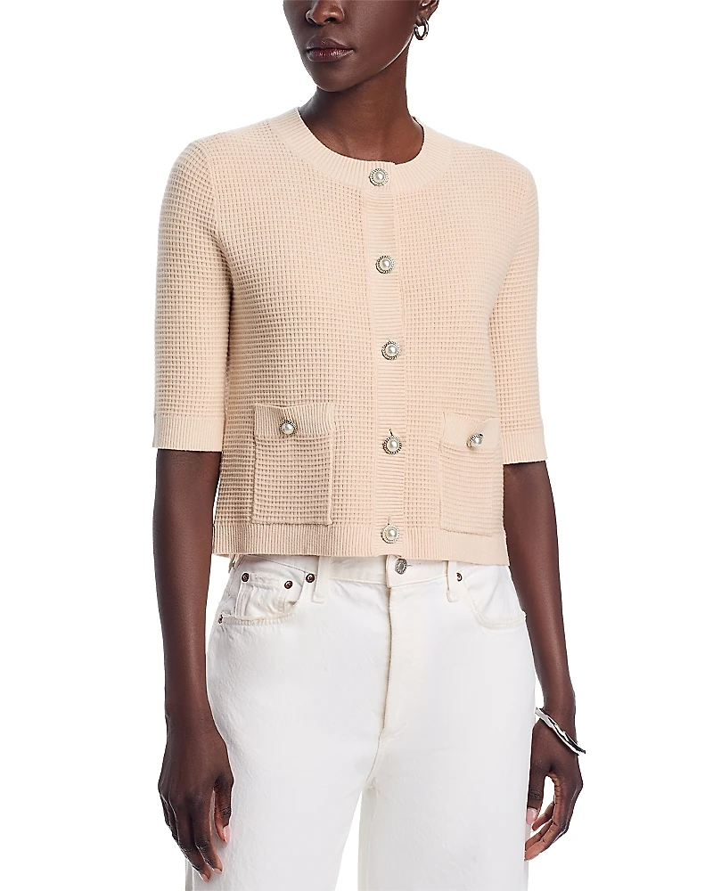 Sioni Waffle Knit Button Front Sweater