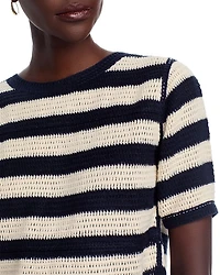 Striped Short Sleeve Pullover Sweater