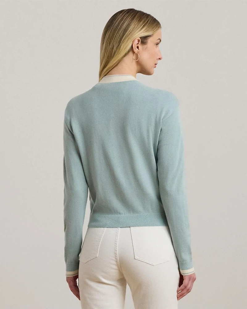 Two Tone Cotton Blend Cardigan