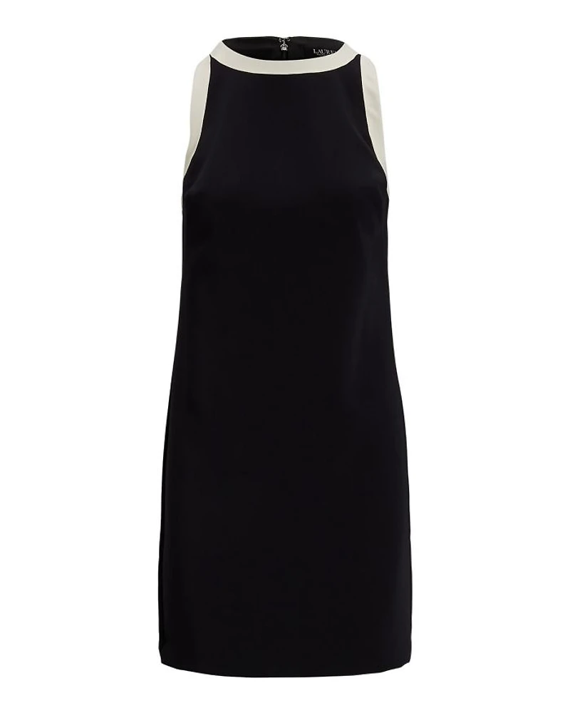 Two Tone Crepe Sleeveless Shift Dress