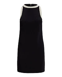 Two Tone Crepe Sleeveless Shift Dress