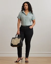 Plus Short Sleeve Button Up Shirt