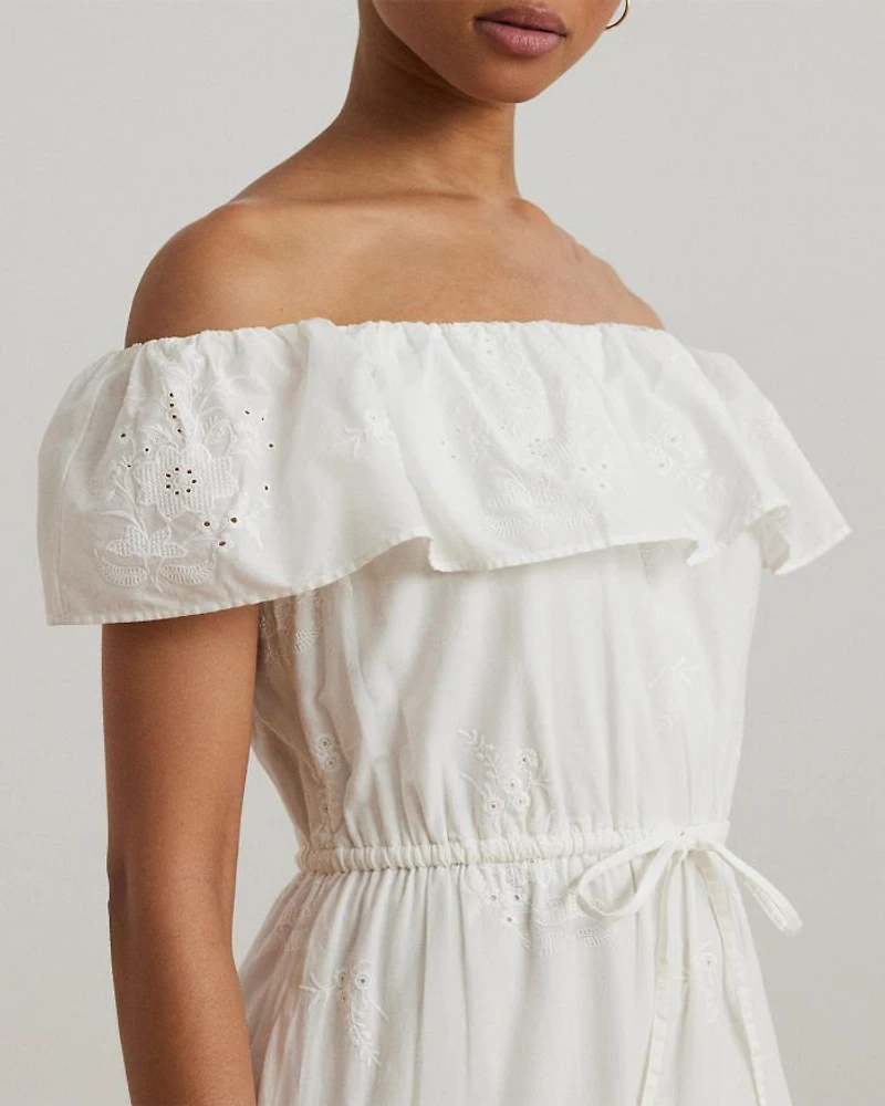 Cotton Off The Shoulder Tiered Dress