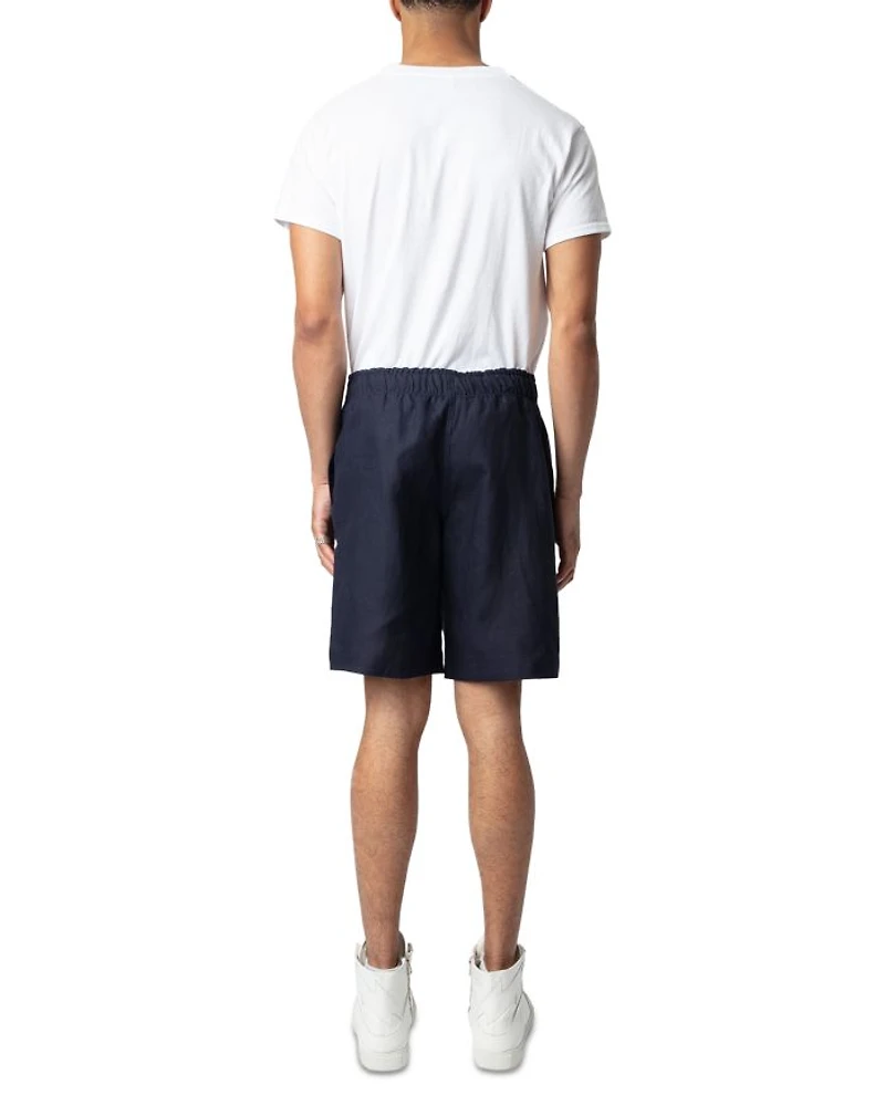 Regular Fit Pull On Linen Shorts