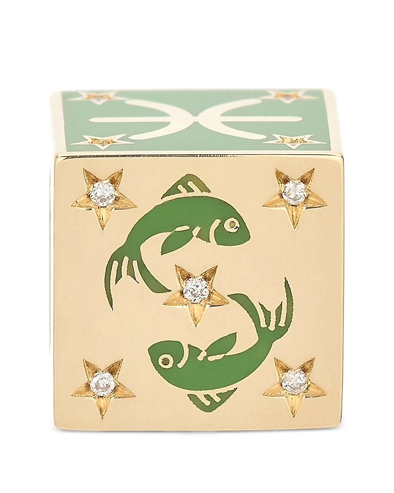 Adina Reyter 9K Pisces Zodiac Diamond & Ceramic Block Big Bead