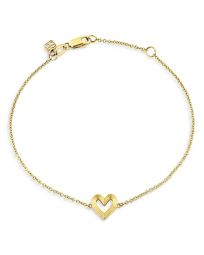 Sydney Evan 14K Yellow Gold Fluted Heart Chain Link Bracelet