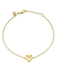 Sydney Evan 14K Yellow Gold Fluted Heart Chain Link Bracelet