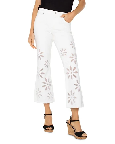 Hannah High Rise Crop Flare Jeans White Daisy