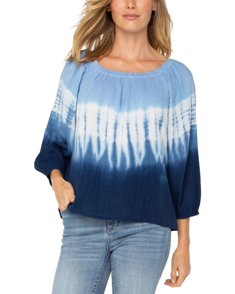 Three Quarter Sleeve Boat Neck Top