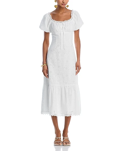 Aqua Eyelet Midi Dress - Exclusive