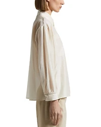 Concealed Button Long Sleeve Blouse