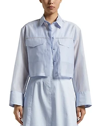 Cropped Flap Pocket Blouse
