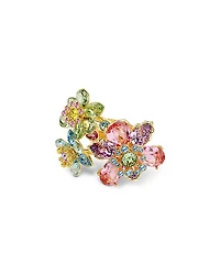 Idyllia Multicolor Crystal Flower Triple Row Ring