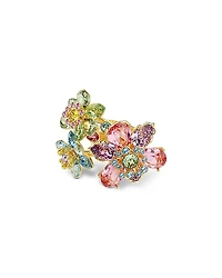 Swarovski Idyllia Multicolor Crystal Flower Triple Row Ring
