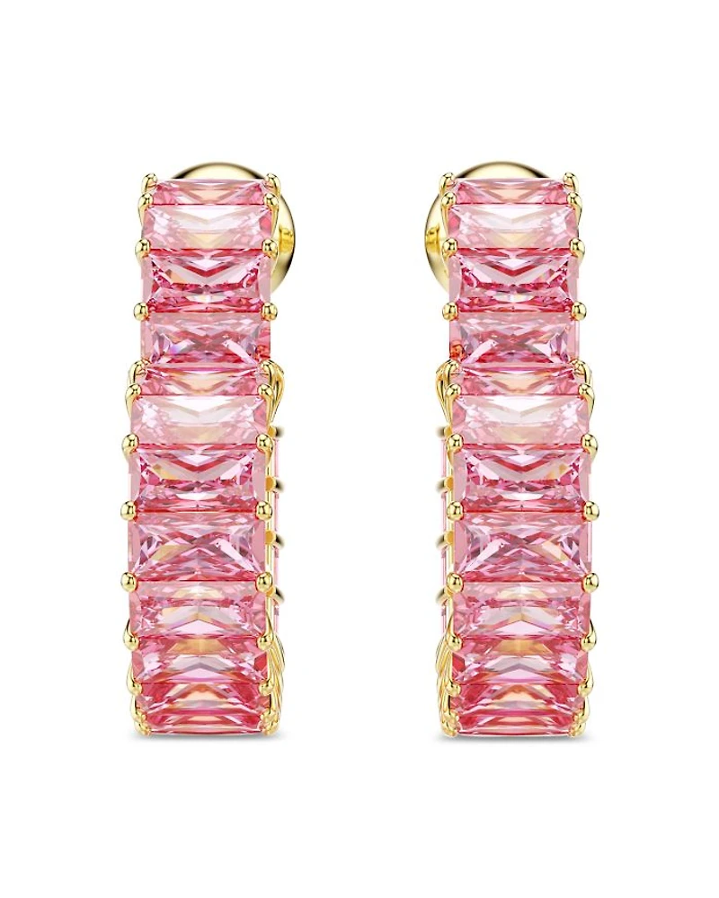 Matrix Pink Crystal Heart Hoop Earrings