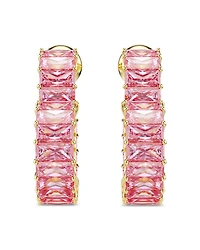Matrix Pink Crystal Heart Hoop Earrings