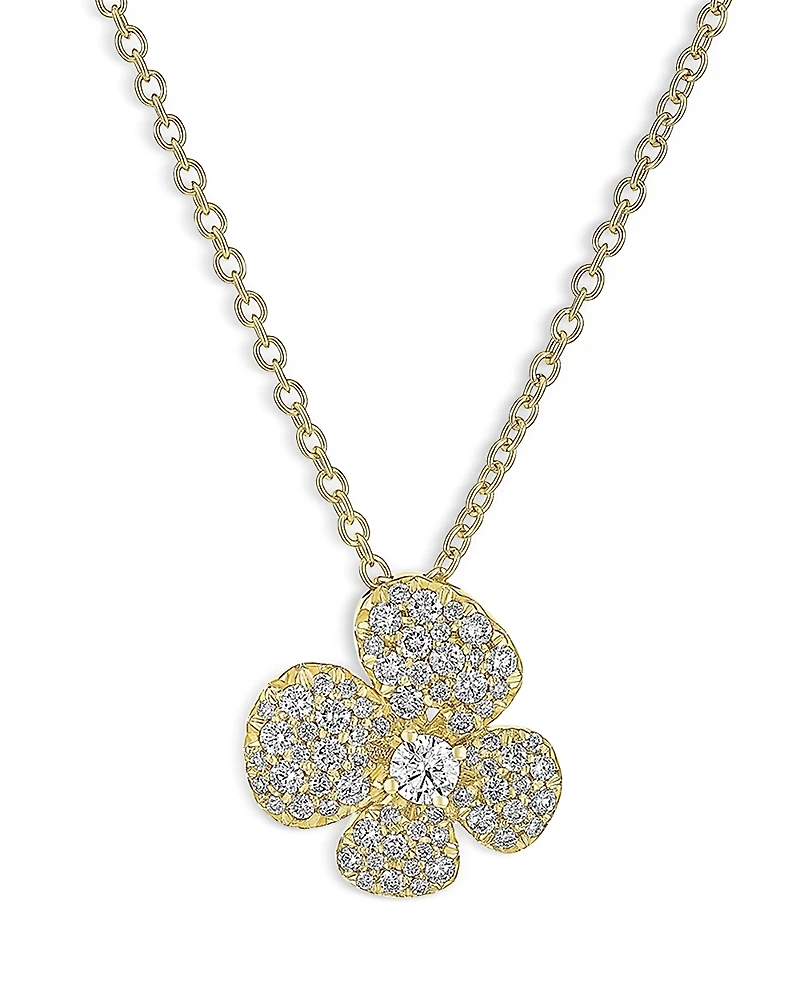 Miseno Jewelry 18K Yellow Gold Ischia Diamond Clover Pendant Necklace, 16-18