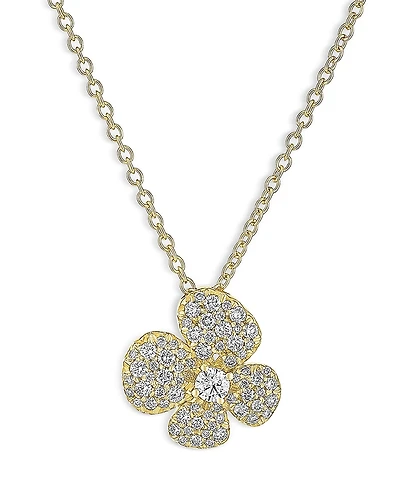 Miseno Jewelry 18K Yellow Gold Ischia Diamond Clover Pendant Necklace, 16-18