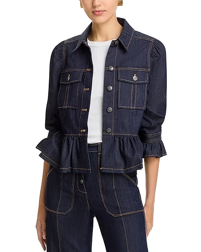 Cinq a Sept Delanie Peplum Denim Jacket