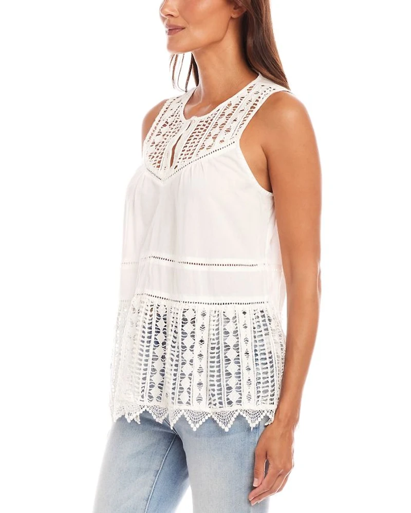 Petite Lace Trim Sleeveless Top