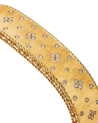 18K Yellow Gold Venetian Princess Diamond Square Bangle Bracelet
