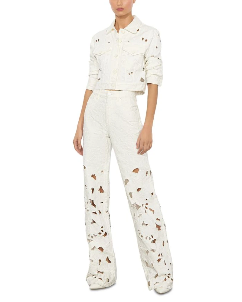 Weezy High Rise Embroidered Eyelet Pants