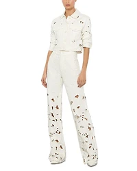 Weezy High Rise Embroidered Eyelet Pants