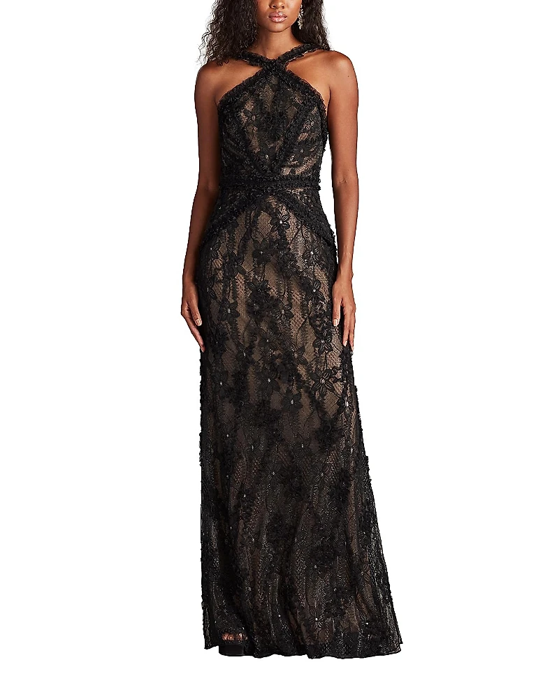 Tadashi Shoji Kaiti Embroidered Halter Gown