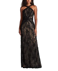 Tadashi Shoji Kaiti Embroidered Halter Gown