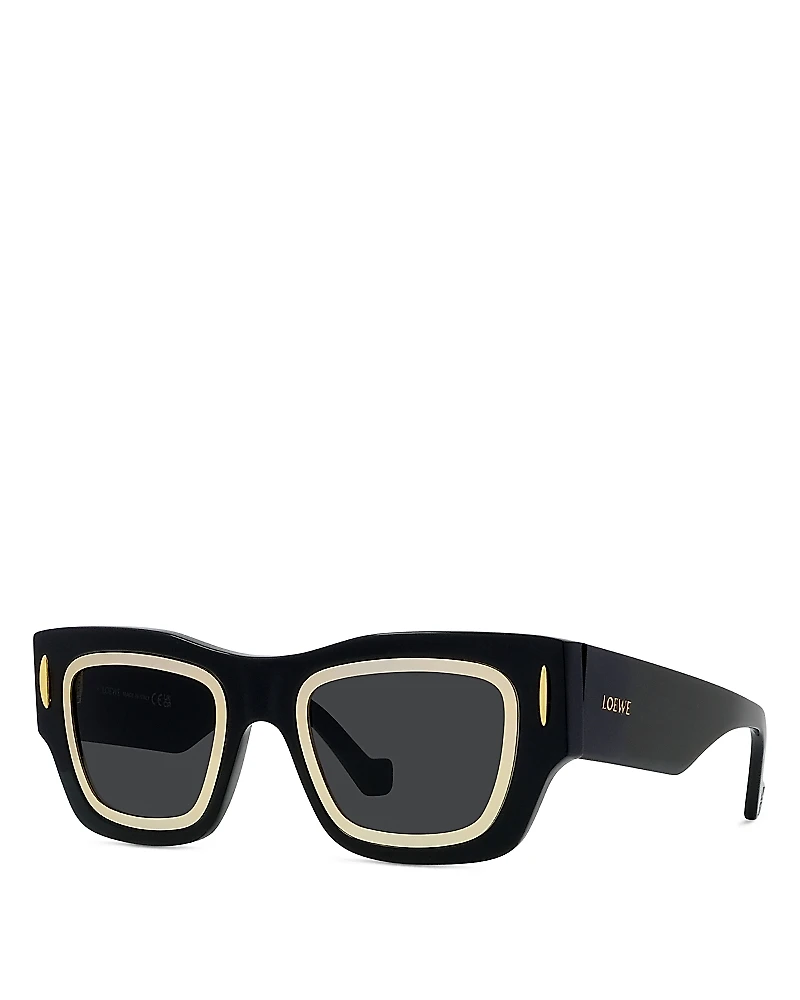 Loewe Signature Black Geometric Sunglasses, 53mm