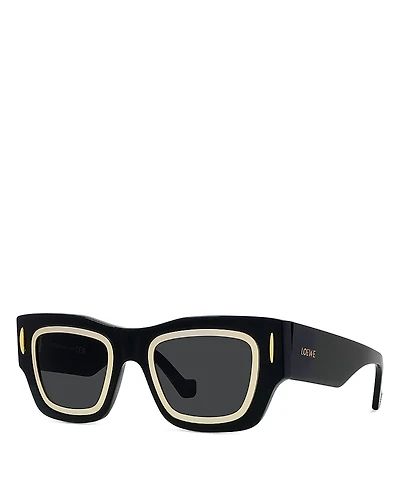 Loewe Signature Black Geometric Sunglasses, 53mm
