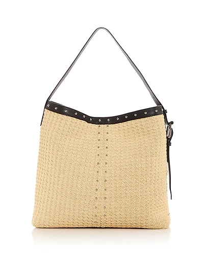 McQueen T-Bar Sling Raffia Shoulder Bag