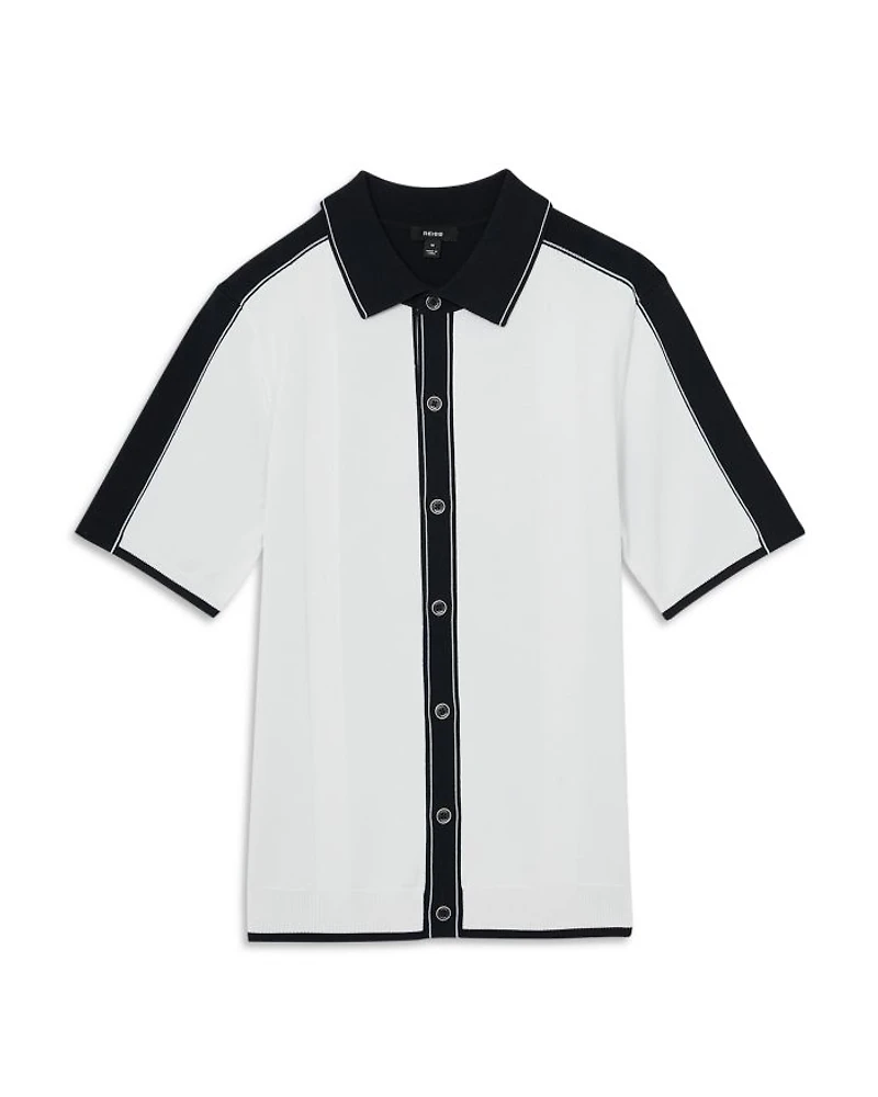 Dunwich Button Through Color Block Tipped Shirt
