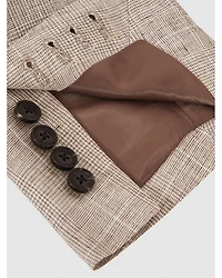 Ashton Linen Check Regular Fit Notch Lapel Blazer