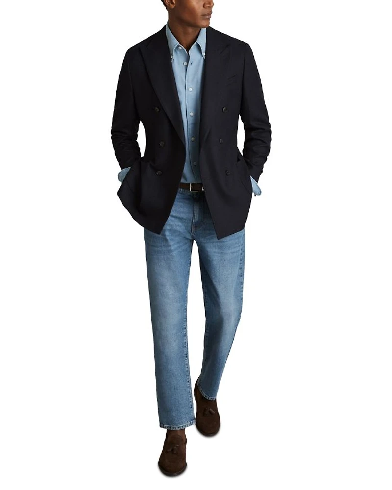 Minoa Chambray Piqué Jersey Button Down Shirt