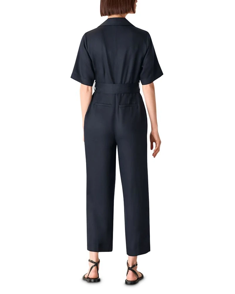 Button Front Wrap Jumpsuit
