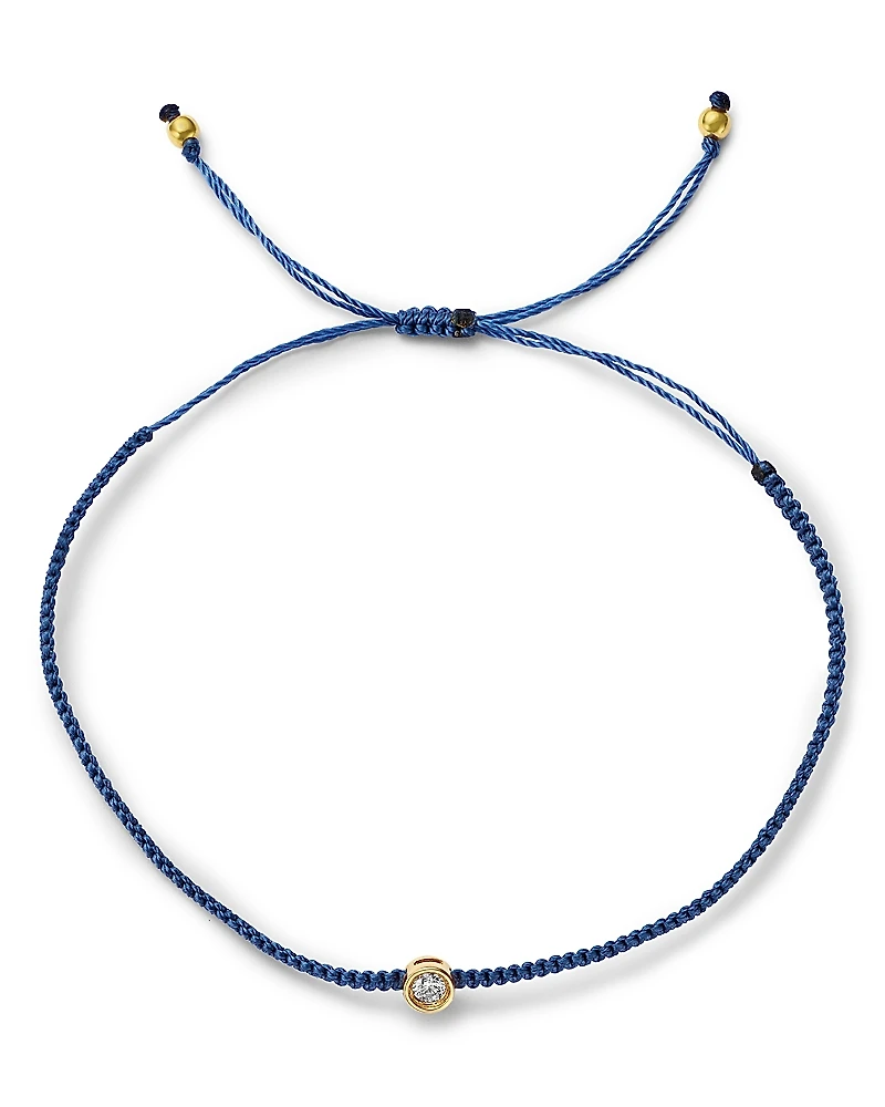 Moon & Meadow 14K Yellow Gold Hilo Lab Grown Diamond Blue String Slider Bracelet