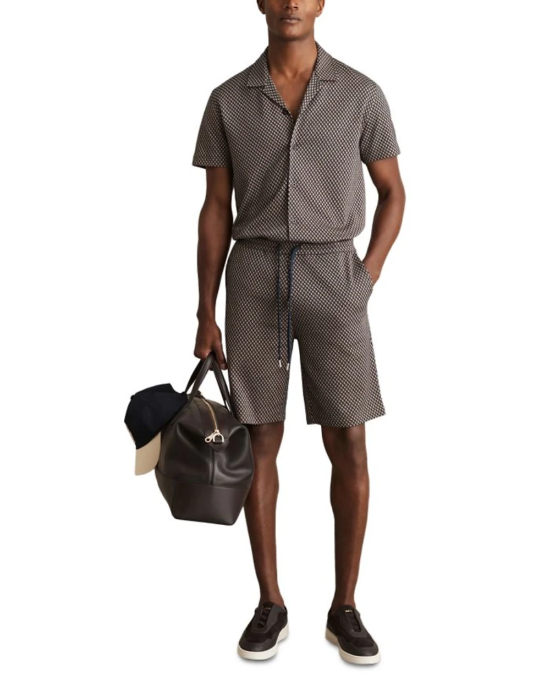 Drakes Short Sleeve Jacquard Cuban Shirt