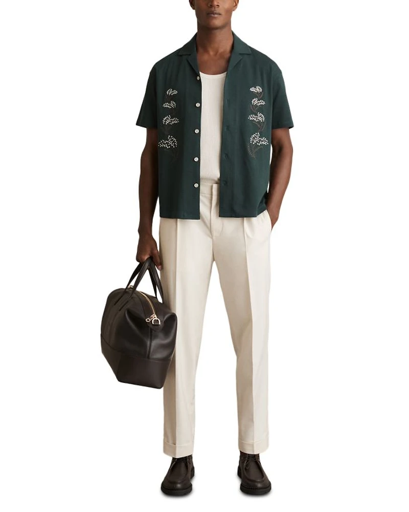 Goya Short Sleeve Floral Embroidered Cuban Shirt