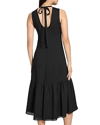 Tie Neck Tiered Midi Dress