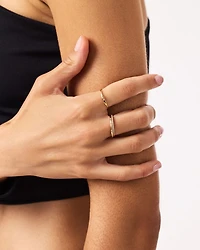 Gold Diamond Station Band Ring