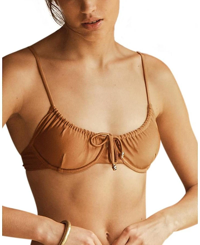 Aur OceA Cammello Gathered Bikini Top