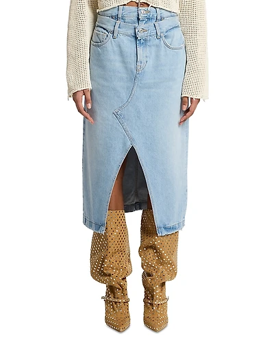 7 For All Mankind Double Waisted Denim Skirt