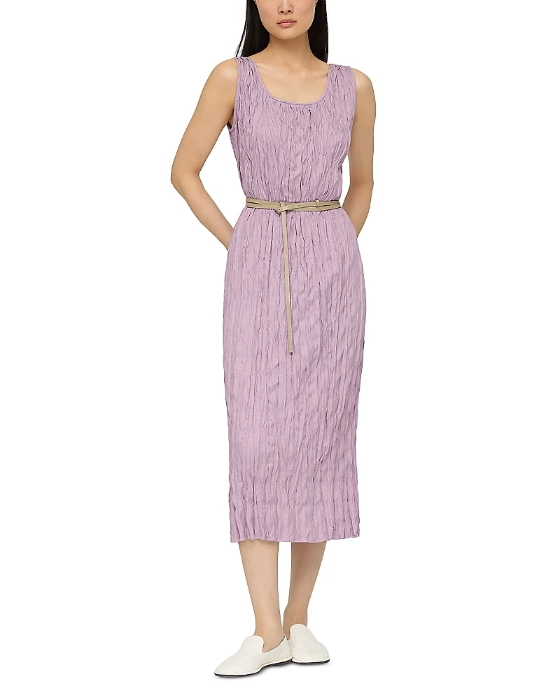 Lafayette 148 New York Scoop Neck Pleated Midi Dress
