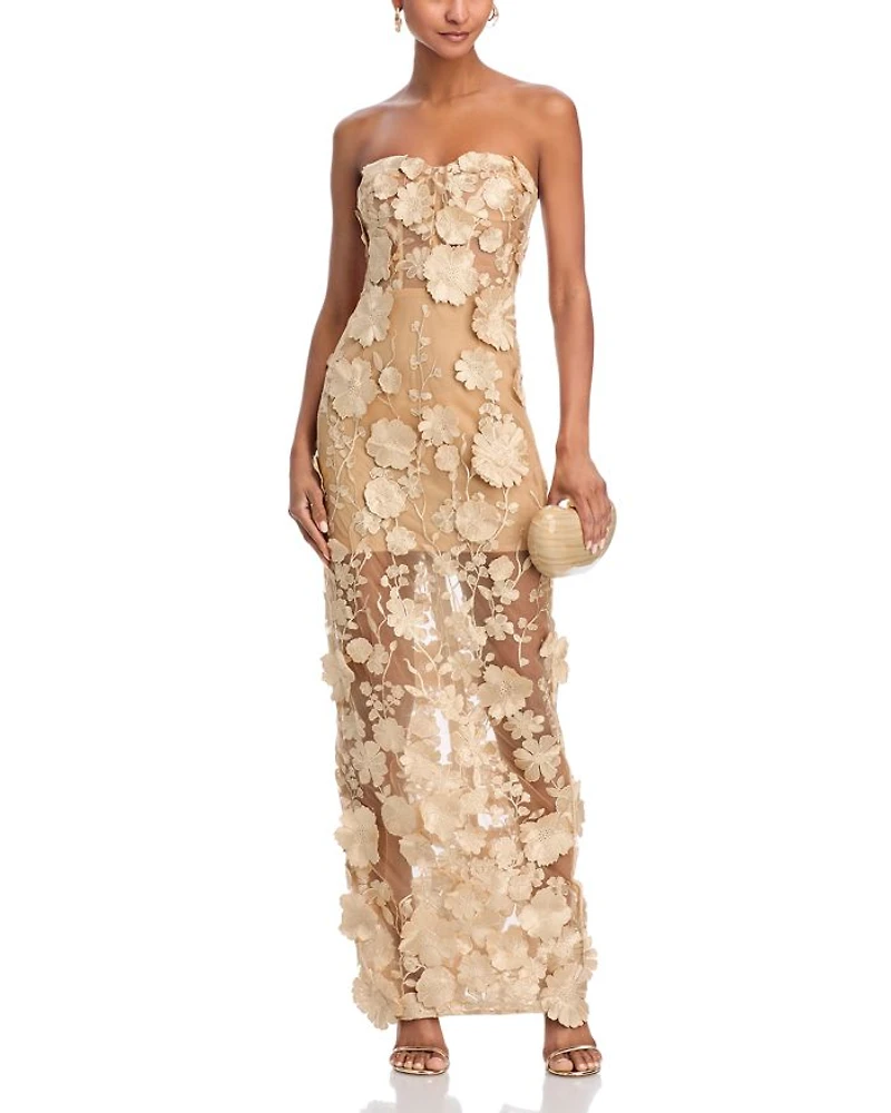 Long 3D Floral Gown - Exclusive