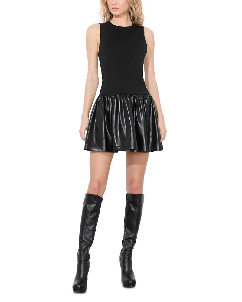 Ella Combo Faux Leather Sleeveless Dress